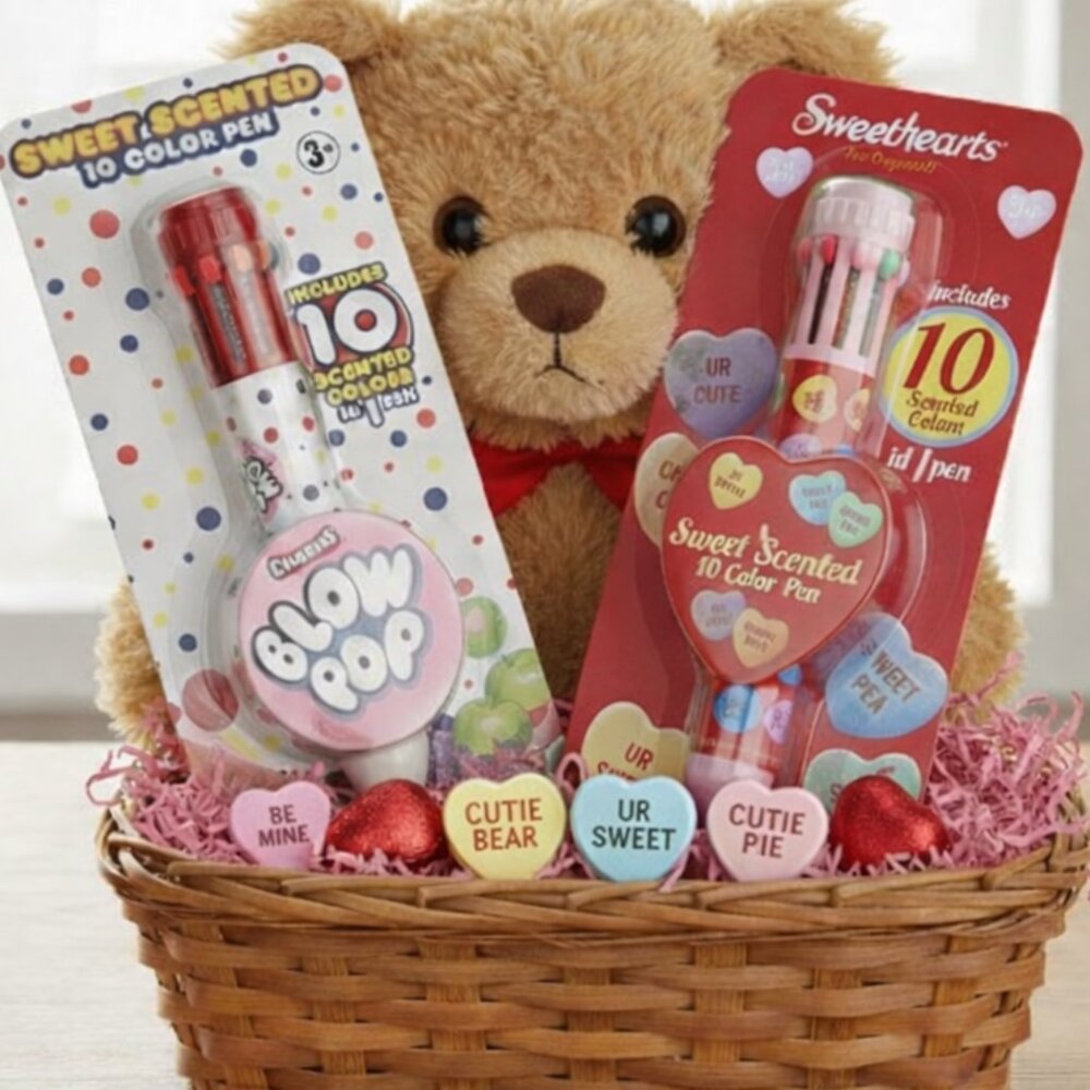 NWT Sweet Scented 10-Color Pen Set Blow Pop & Sweethearts Set of 2